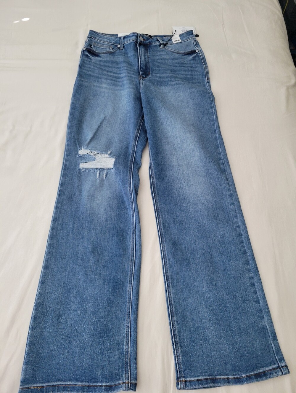 NWT Judy Blue High Rise 90s Straight  Jeans 13/31 Distressed Tummy Control Denim